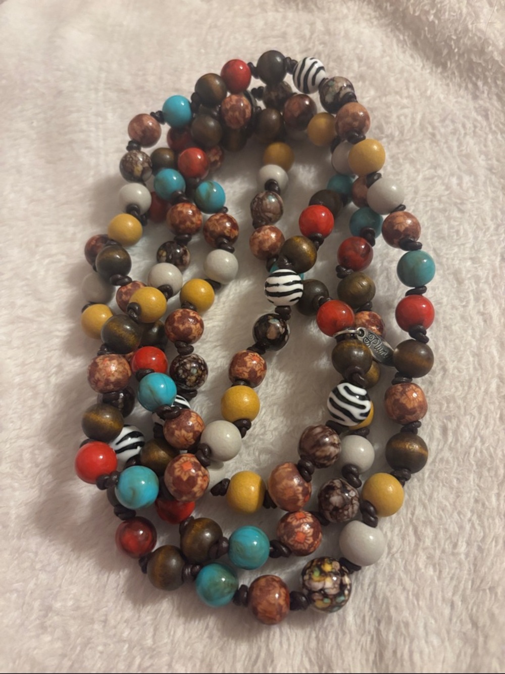 Plunder Multicolor Beaded Necklace - Turquoise, Red, Yellow, Brown, White, Black